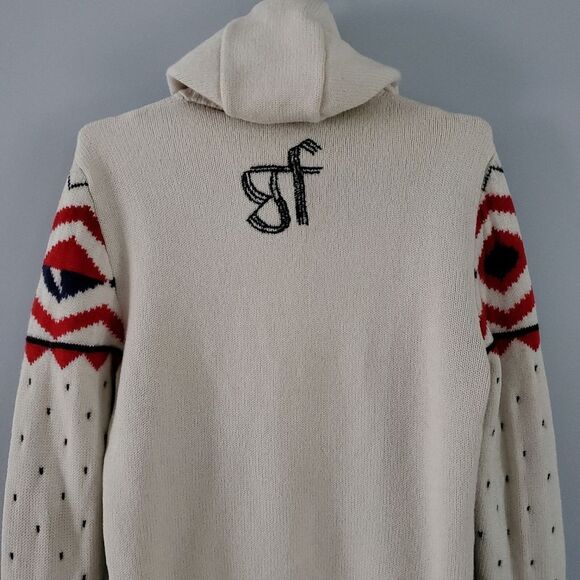 Gianfranco Ferré Vintage Fair Isle Aztec Heavyweight Hooded Full Zip Sweater - Picture 12 of 16